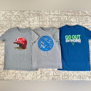 Set of three Under Armour Baseball themed shirts.